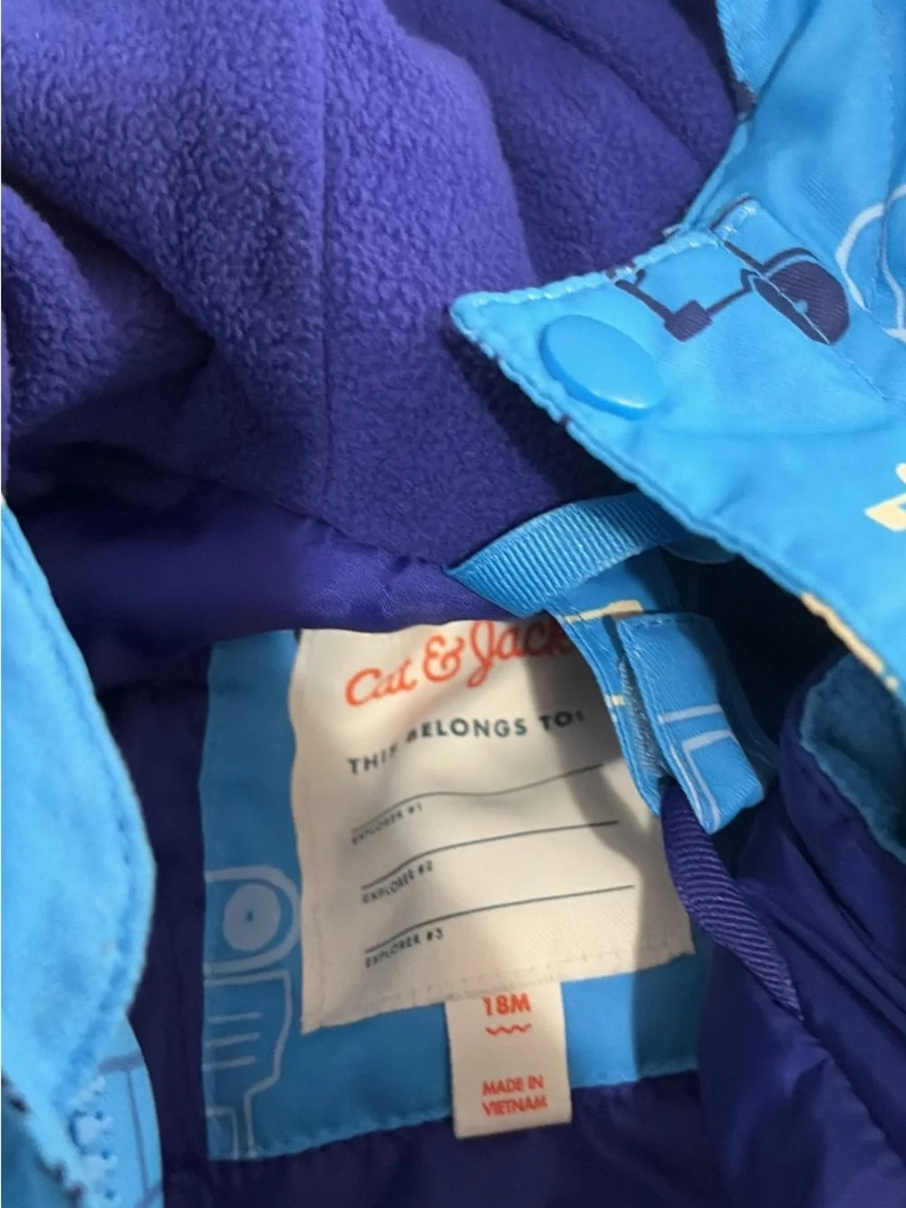 Cat & Jack Blue Vehicle-Print Hooded Jacket